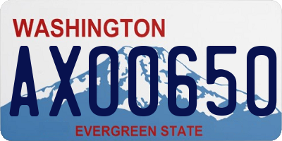 WA license plate AXO0650