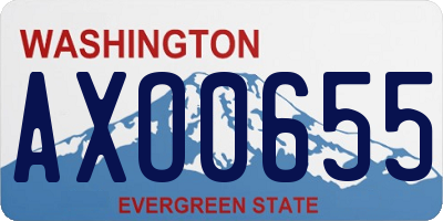 WA license plate AXO0655