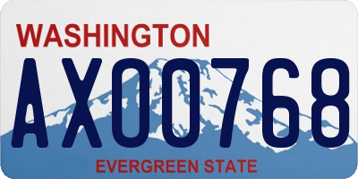 WA license plate AXO0768