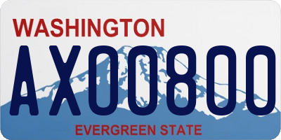 WA license plate AXO0800