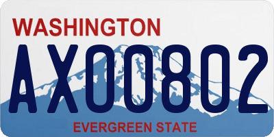 WA license plate AXO0802