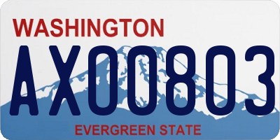 WA license plate AXO0803