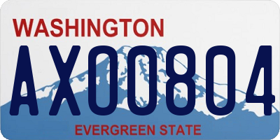 WA license plate AXO0804