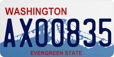 WA license plate AXO0835