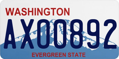 WA license plate AXO0892