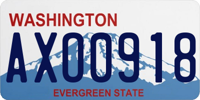 WA license plate AXO0918