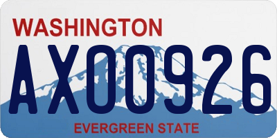 WA license plate AXO0926