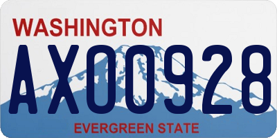 WA license plate AXO0928