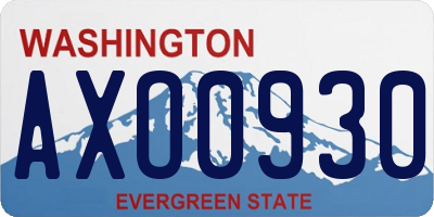 WA license plate AXO0930