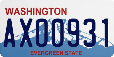 WA license plate AXO0931
