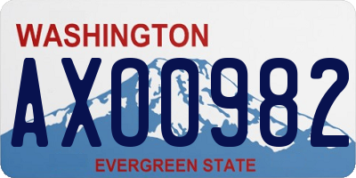 WA license plate AXO0982