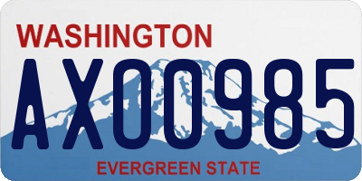 WA license plate AXO0985
