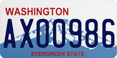 WA license plate AXO0986