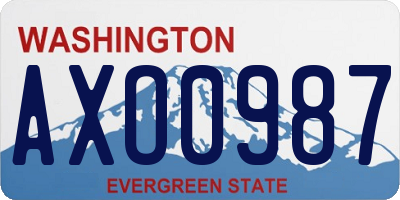 WA license plate AXO0987