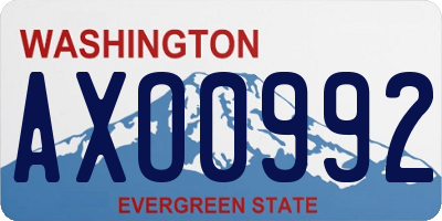 WA license plate AXO0992