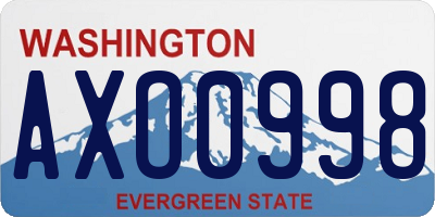 WA license plate AXO0998