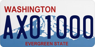 WA license plate AXO1000