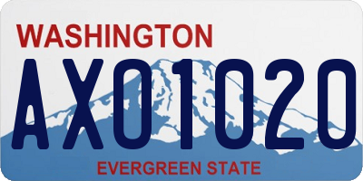 WA license plate AXO1020