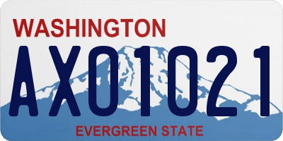 WA license plate AXO1021