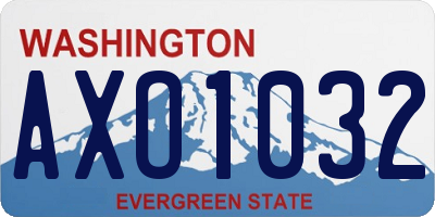 WA license plate AXO1032