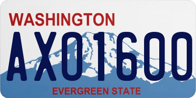 WA license plate AXO1600