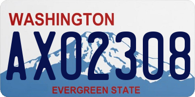 WA license plate AXO2308
