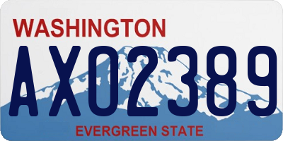WA license plate AXO2389