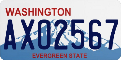 WA license plate AXO2567