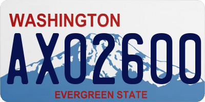 WA license plate AXO2600