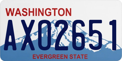 WA license plate AXO2651