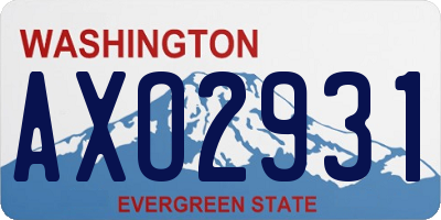 WA license plate AXO2931