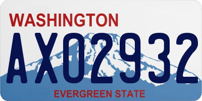 WA license plate AXO2932