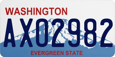WA license plate AXO2982