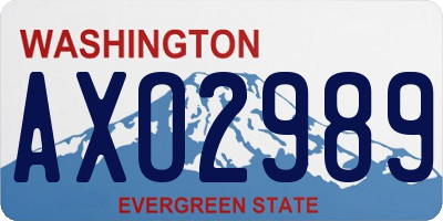 WA license plate AXO2989