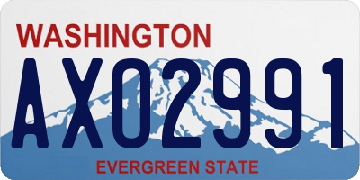 WA license plate AXO2991