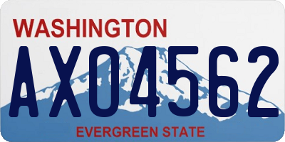 WA license plate AXO4562
