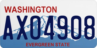 WA license plate AXO4908