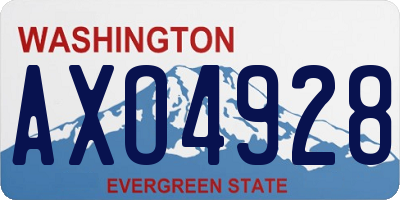 WA license plate AXO4928