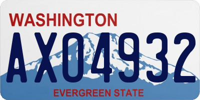 WA license plate AXO4932