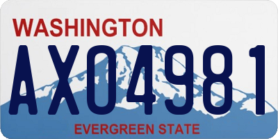 WA license plate AXO4981