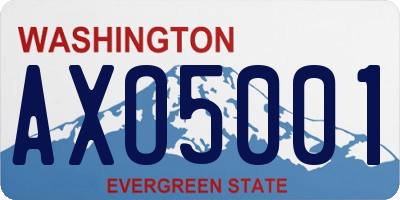 WA license plate AXO5001