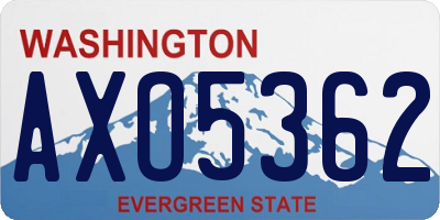 WA license plate AXO5362