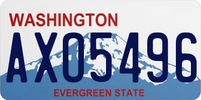 WA license plate AXO5496