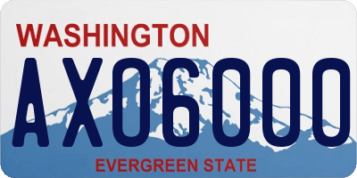 WA license plate AXO6000