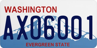 WA license plate AXO6001
