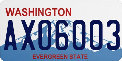 WA license plate AXO6003