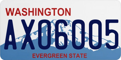 WA license plate AXO6005