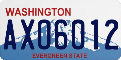 WA license plate AXO6012