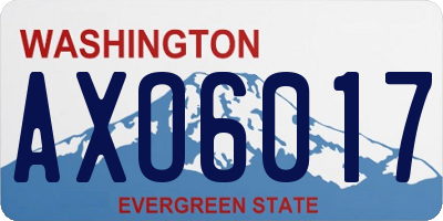 WA license plate AXO6017