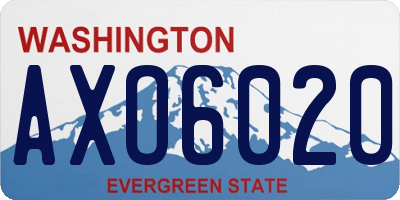 WA license plate AXO6020